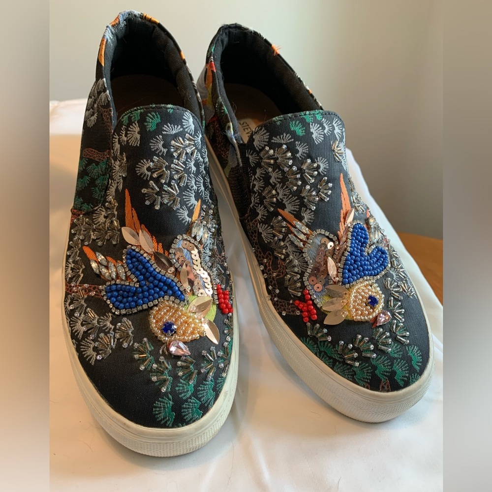Exquisite Bird of Joy beads and sequins sneakers. Gwen by Steve Madden